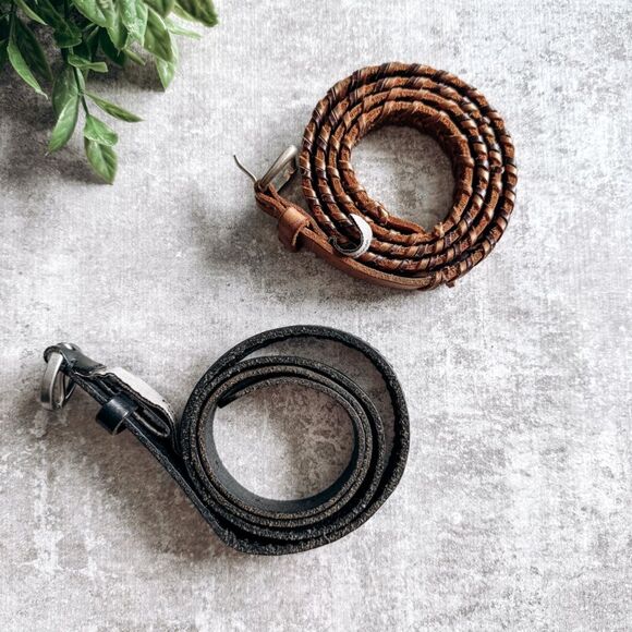 Fossil Accessories - Fossil Leather Brown and Black Braided Belts